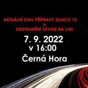 Obrázek Černá Hora Beseda stav silnice 73 a I/43 7.9.2022